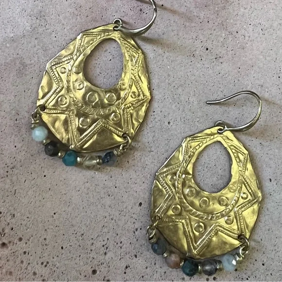 Handmade mixed gemstone teardrop earrings - Picture 5 of 7